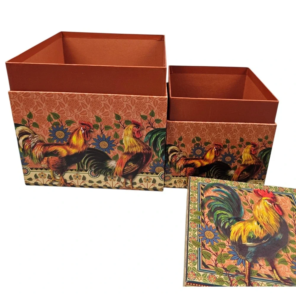 Pooch & Sweetheart Rooster Nesting‎ Gift Boxes Set of 2 The Gifted Line Kirshner